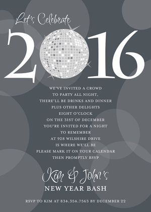 Customize Year Number Disco Ball Invitation