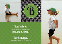 Trendy Monogram Holiday Patterns Photo Cards