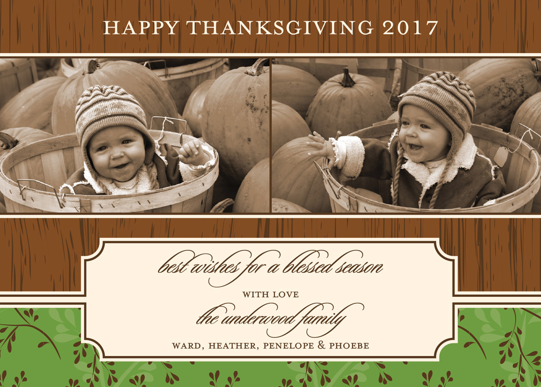 Woodgrain Special Thanksgiving Photo Cards