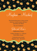 Whimsical Orange Polka Dots Halloween Invitation