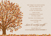 Brown Leafy Modern Flourish Wedding Invitations