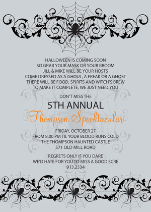 Spooky Spider Orange Invitation