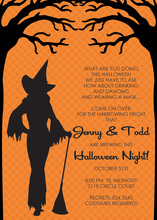 Witch Silhoutte Orange Pattern Invitation