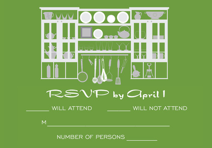 Kitchen Silhouette Green Invitations