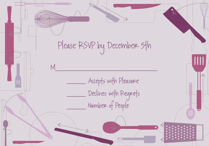 Kitchen Utensils Retro Purple Invitations