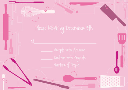 Kitchen Utensils Retro Pink Invitations