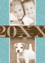 Snowflake Turquoise Year Number Photo Cards