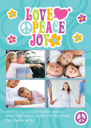 Colorful Love Peace Joy Photo Cards