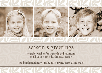 Abstract Holiday Leaf Khaki Photo Cards