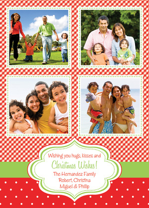 Gingham Holiday Crosshatch Dots Photo Cards