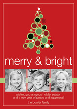 Holiday Tree Circles Red Photo Cards