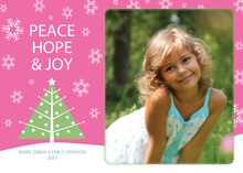 Peace Hope And Joy Pink Photo Cards
