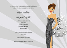 Beautiful Brunette Disco Girl Bridal Shower Invitations