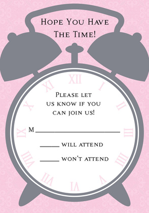 Alarm Clock Shower Pink Invitations