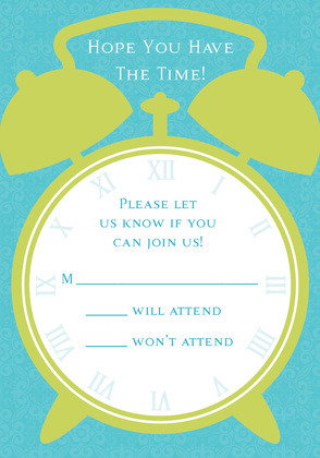 Modern Alarm Clock Blue Invitations