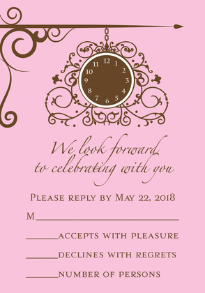 Hanging Clock Pink Invitations