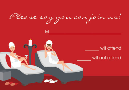 Trendy Spa Day Red Holiday Invitations