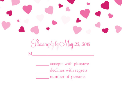 Shower Of Hearts Hot Pink RSVP Cards