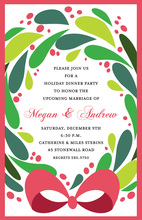 Red Stripes Green Border Wreath Invitations