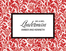 Modern Damask Red Thank You Cards