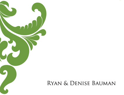 Ornate Green Damask RSVP Cards