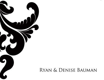 Ornate Damask Black Invitations