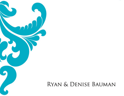 Ornate Aqua Damask RSVP Cards