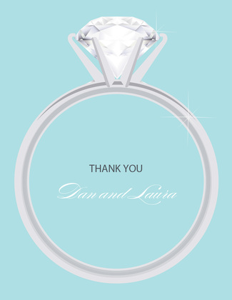 Solitaire Engagement Black Thank You Cards