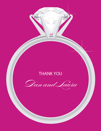 Solitaire Engagement Pink Thank You Cards