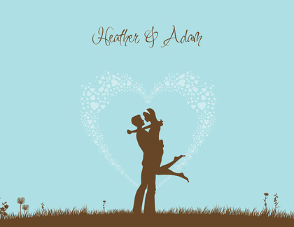 Silhouette Loving Couple In Blue Invitations