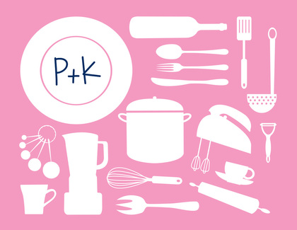 Utensil Silhouette Pink Invitations