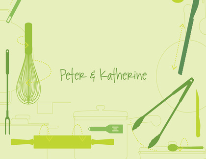 Kitchen Utensils Retro Green Invitations