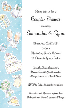 Wedding Elements Blue Collage Invitations