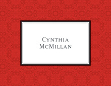 Modern Damask Red Thank You Cards