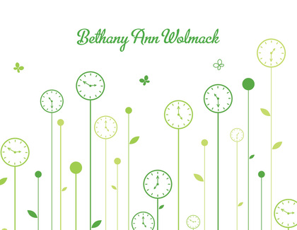 Flower Clocks Green Invitations