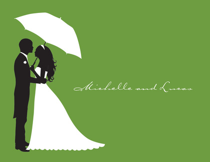 Couple Shower Silhouette Green RSVP Cards