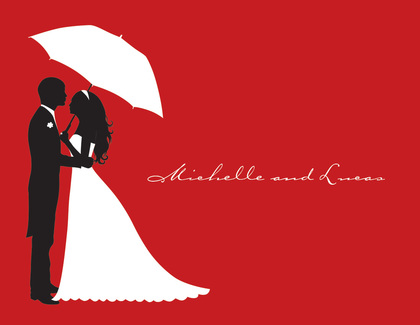 Couple's Silhouette Red-Berry Invitations