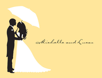 Couple's Silhouette Yellow-Tan Invitations