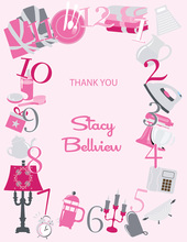 Around The Clock Icons Pink Thank You Cards