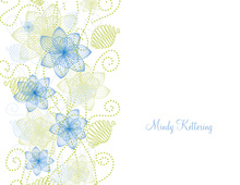 Decorative Floral Blue-Green Thank You Cards