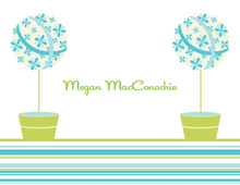 Floral Topiaries Green-Blue Thank You Cards