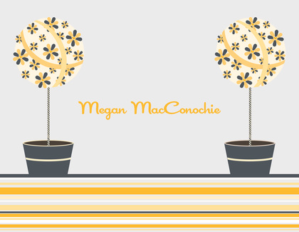 Floral Topiaries Grey-Yellow RSVP Cards