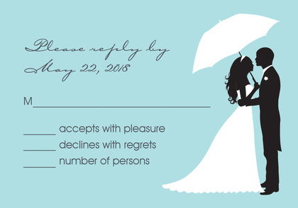 Couple Shower Silhouette Red RSVP Cards