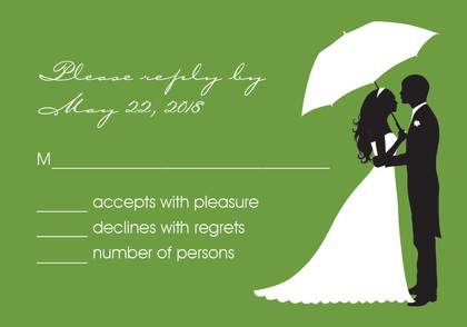 Couple's Silhouette Olive-Green Invitations