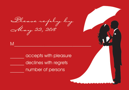 Couple's Silhouette Red-Berry Invitations