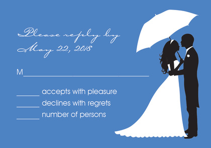 Couple's Silhouette Blue-Danube Invitations