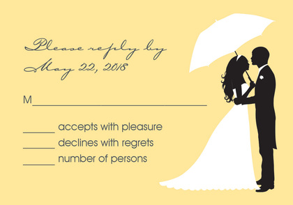 Couple's Silhouette Yellow-Tan Invitations