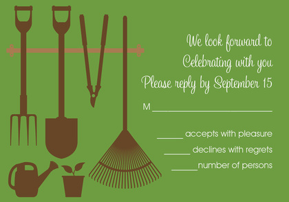 Garden Shower Tools Green Invitations