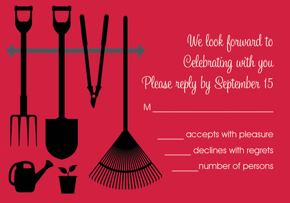 Garden Shower Tools Red Invitations