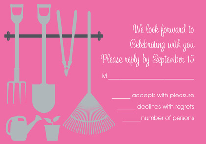 Garden Farming Tools Pink Invitations